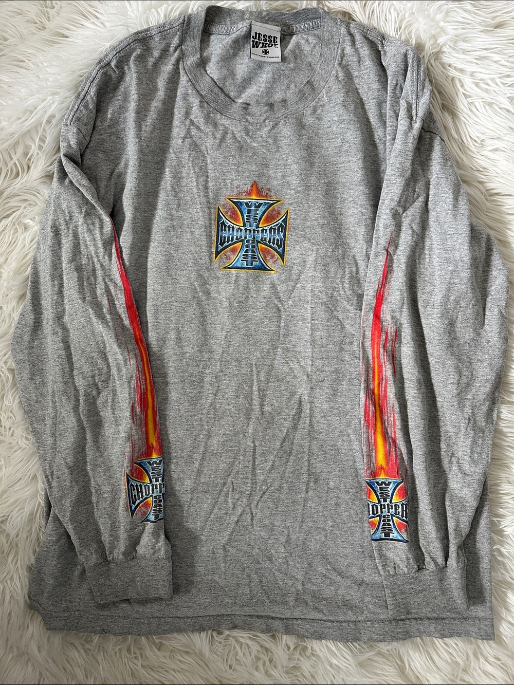 West Coast Choppers Flame gray long sleeve tee
